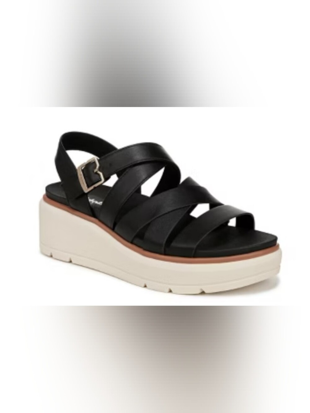 Dr. Scholl's Black Strappy Platform Sandals with Cream Sole